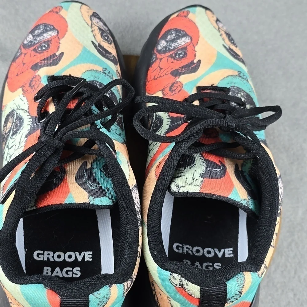 Groove bag pug, pop art sneakers.Women's size 8.5